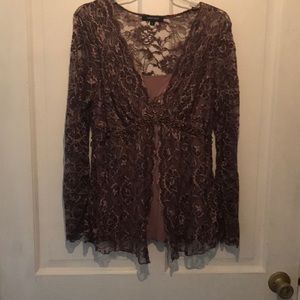 Lace, empire waist, long sleeve shirt